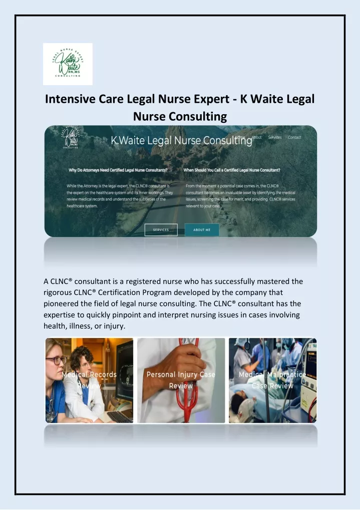 intensive care legal nurse expert k waite legal