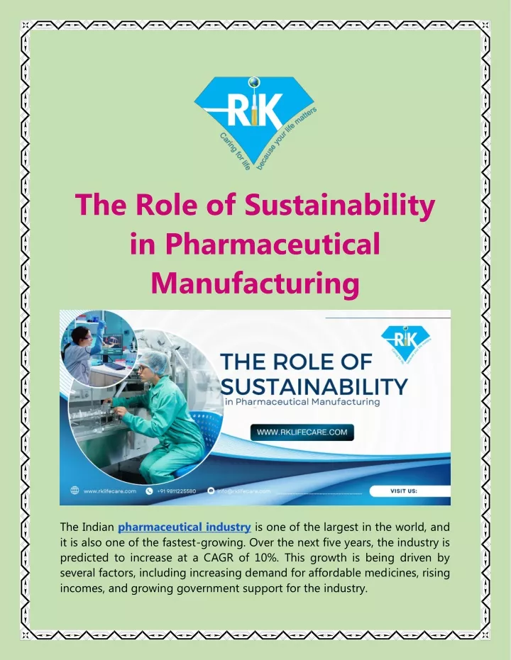 the role of sustainability in pharmaceutical
