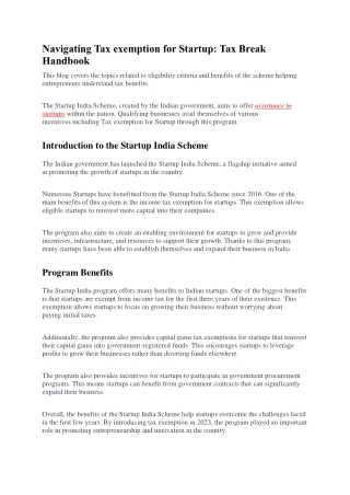 navigating tax exemption for startup tax break