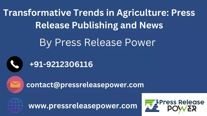 transformative trends in agriculture press