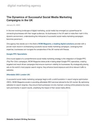 The Dynamics of Successful Social Media Marketing Campaigns in the UK