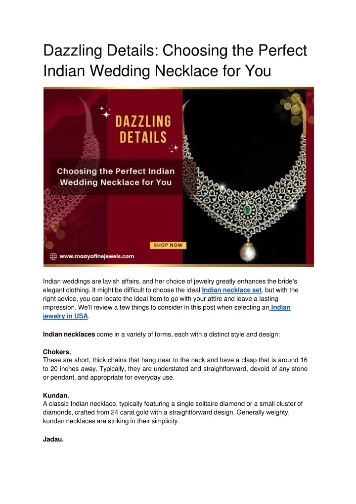 dazzling details choosing the perfect indian wedding necklace for you