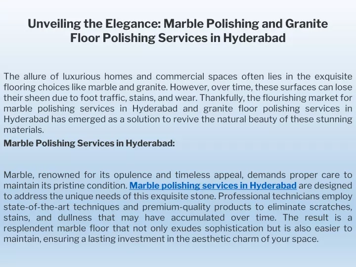 unveiling the elegance marble polishing