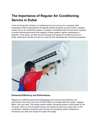 The Importance of Regular Air Conditioning Service in Dubai