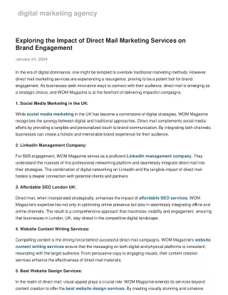 Exploring the Impact of Direct Mail Marketing Services on Brand Engagement