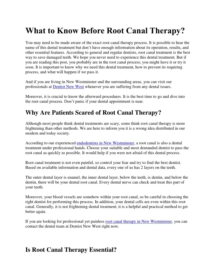 what to know before root canal therapy