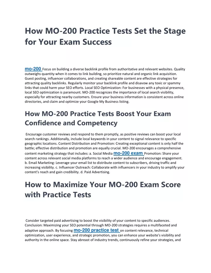 how mo 200 practice tests set the stage for your