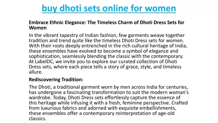 buy dhoti sets online for women