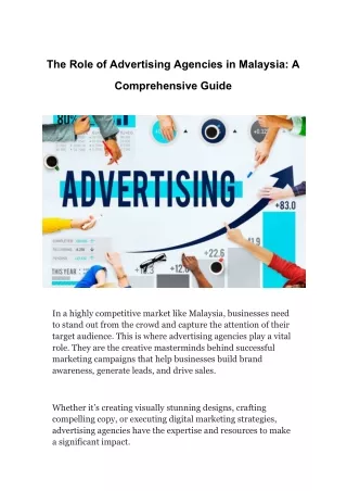 The Role of Advertising Agencies in Malaysia_ A Comprehensive Guide