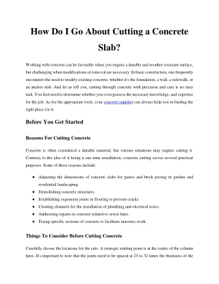 How Do I Go About Cutting a Concrete Slab