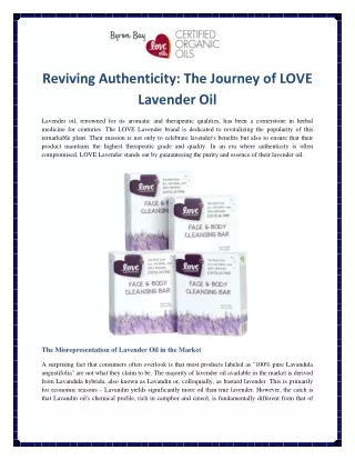 Reviving Authenticity The Journey of LOVE Lavender Oil