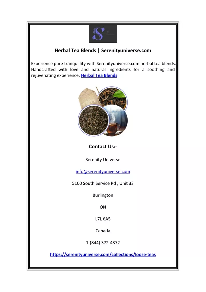 herbal tea blends serenityuniverse com