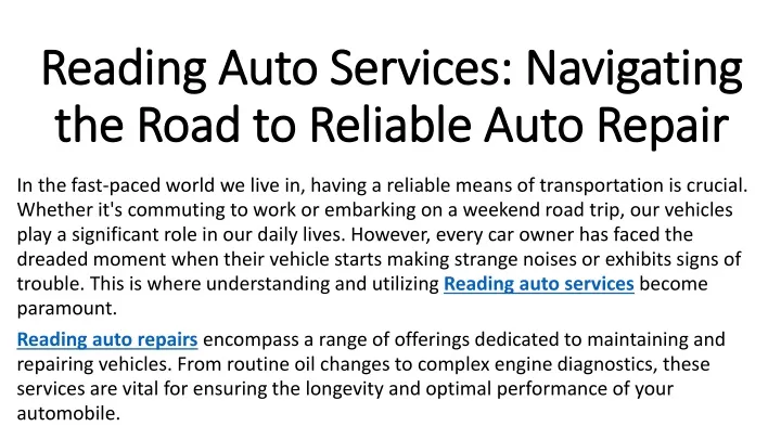 reading auto services navigating the road to reliable auto repair