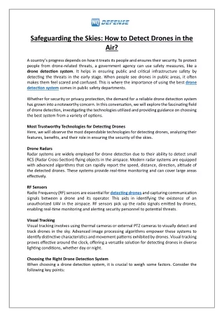 safeguarding the skies how to detect drones