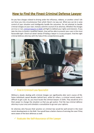How to Find the Finest Criminal Defence Lawyer