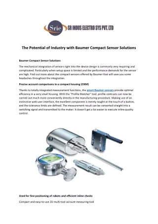 The Potential of Industry with Baumer Compact Sensor Solutions