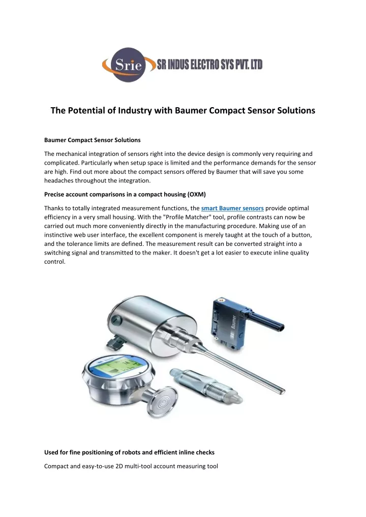 the potential of industry with baumer compact