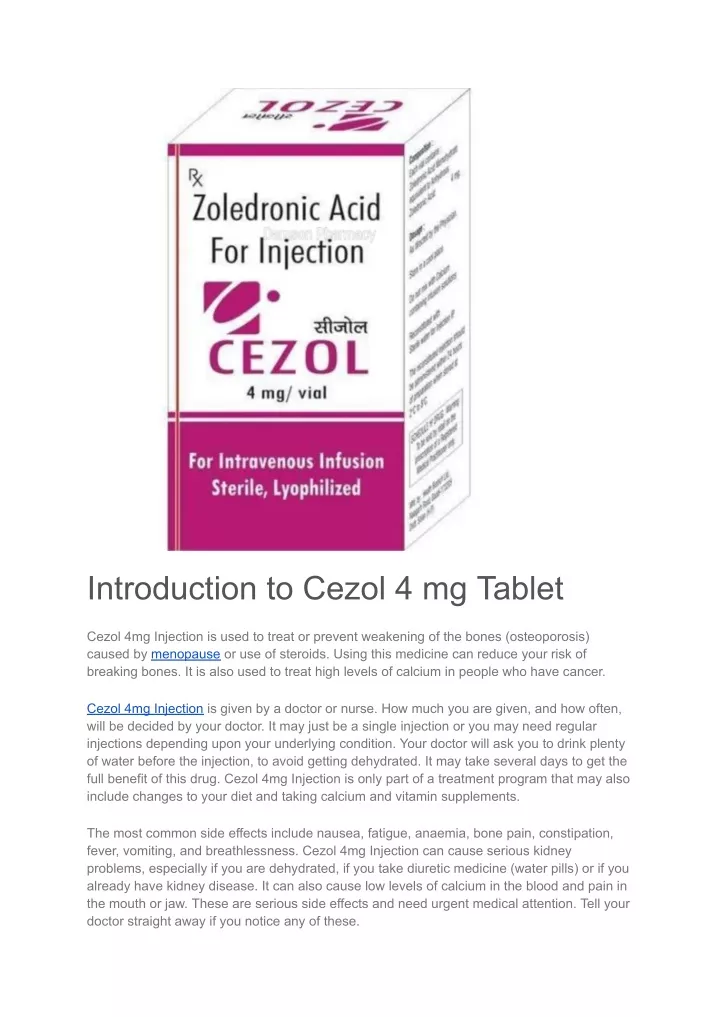 introduction to cezol 4 mg tablet