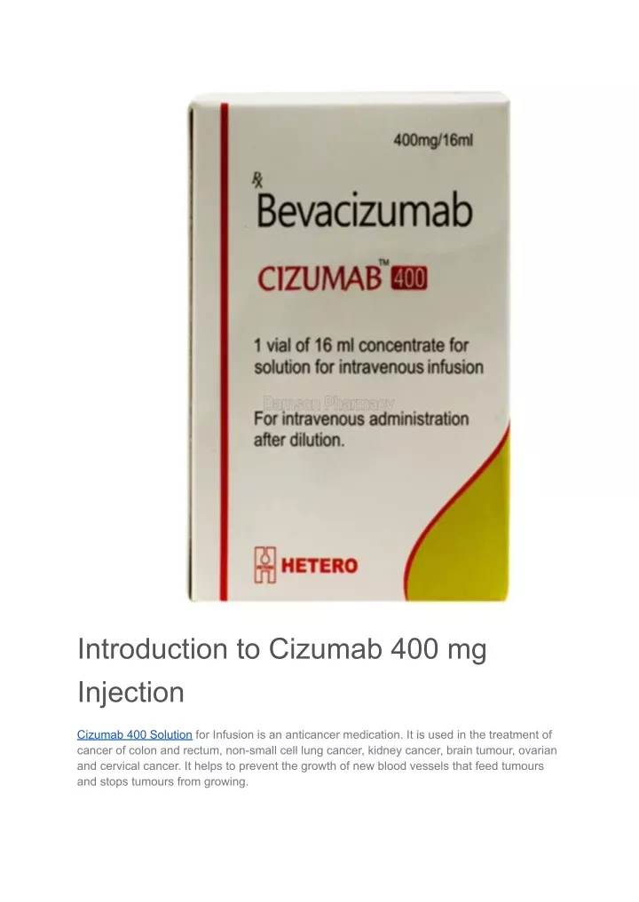 introduction to cizumab 400 mg injection