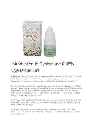 introduction to cyclomune 0 05 eye drops 3ml