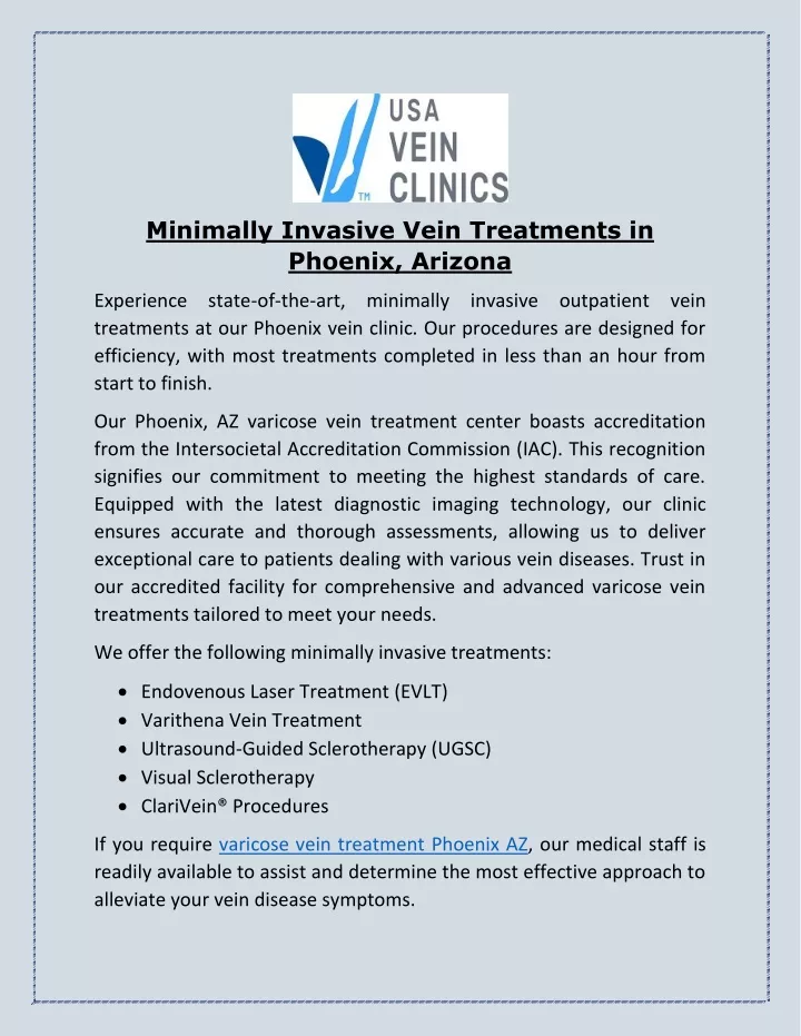 minimally invasive vein treatments in phoenix