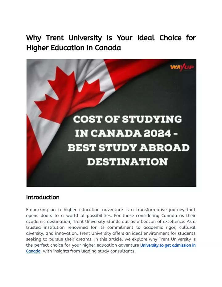 why trent university is your ideal choice