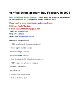 verified Stripe account buy February in 2024