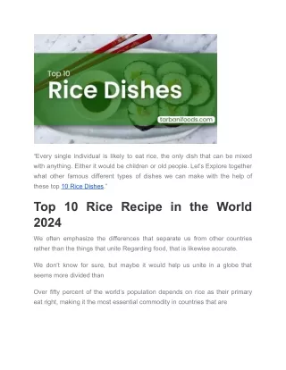 Top 10 Rice Recipe in the World 2024