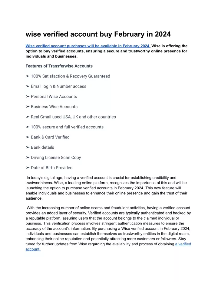 wise verified account buy february in 2024