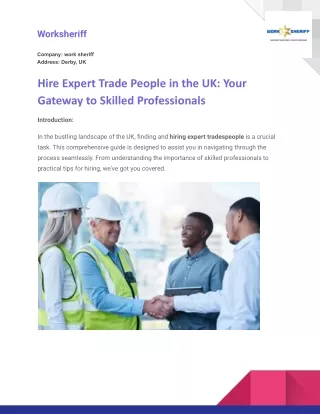 Hire Expert Trade People in the UK_ Your Gateway to Skilled Professionals