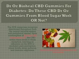 Dr Oz Bioheal CBD Gummies For Diabetes
