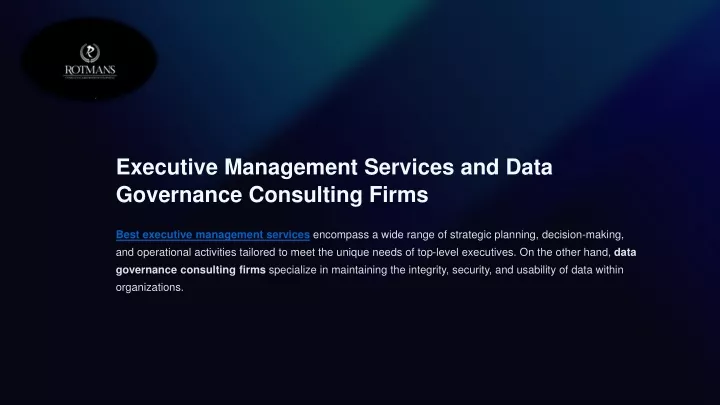 executive management services and data governance