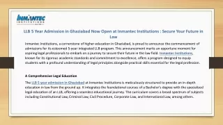 LLB 5 Year Admission in Ghaziabad Now Open at Inmantec Institutions - Secure Your Future in Law -