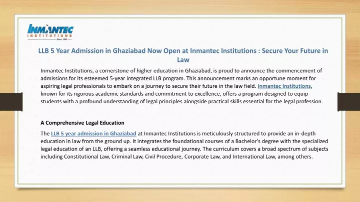 llb 5 year admission in ghaziabad now open