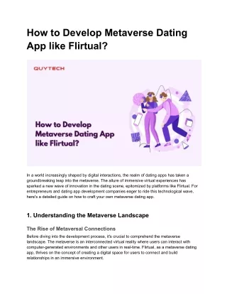 How to Develop Metaverse Dating App like Flirtual