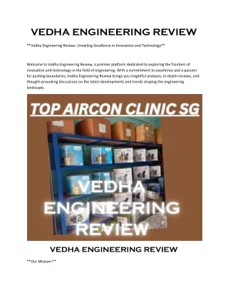 VEDHA ENGINEERING REVIEW