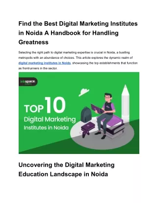 Find the Best Digital Marketing Institutes in Noida A Handbook for Handling Greatness