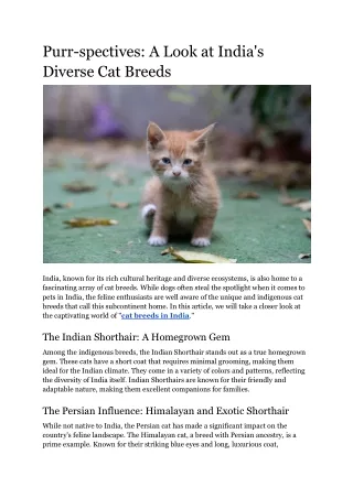 Purr-spectives_ A Look at India's Diverse Cat Breeds