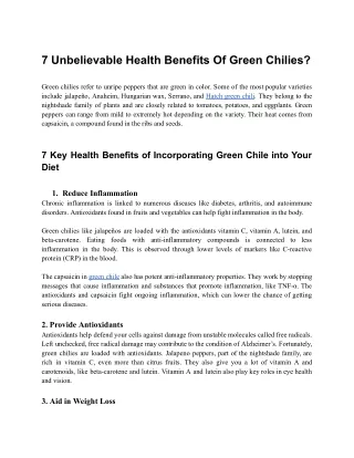 7 Unbelievable Health Benefits Of Green Chilies