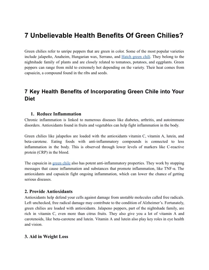 7 unbelievable health benefits of green chilies