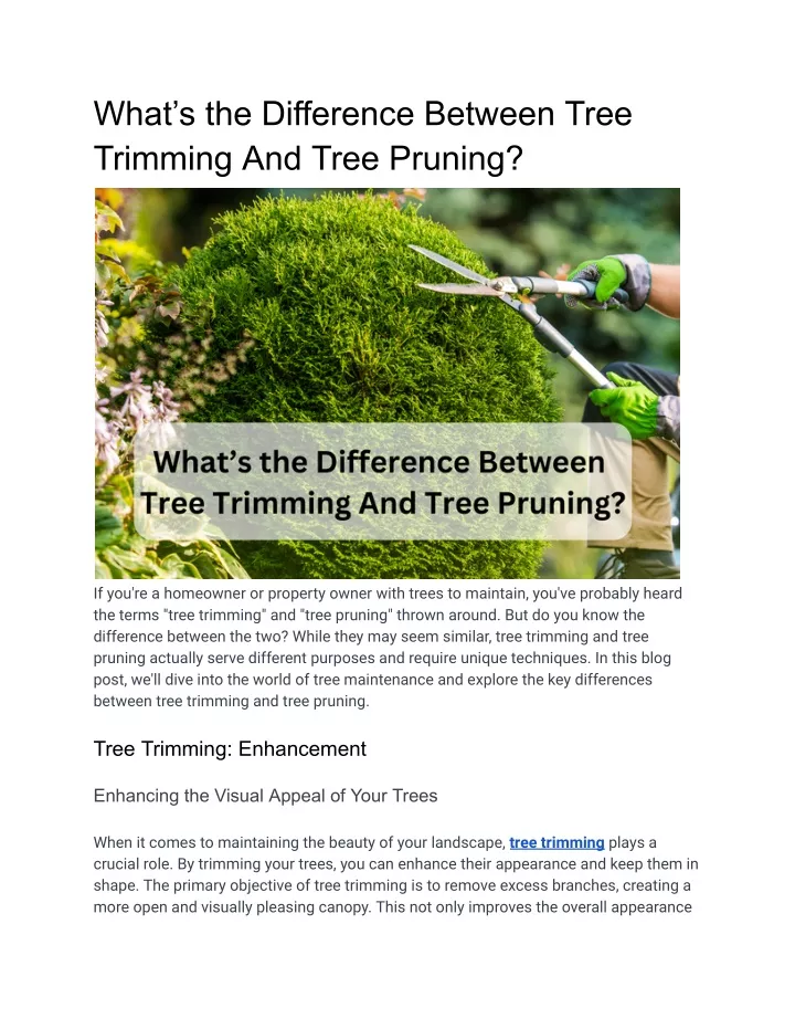 what s the difference between tree trimming