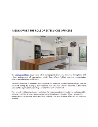 MELBOURNE ! THE ROLE OF EXTENSIONS OFFICERS