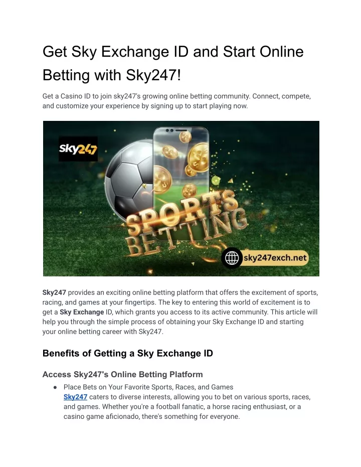 get sky exchange id and start online betting with