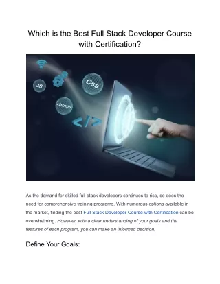 Which is the Best Full Stack Developer Course with Certification