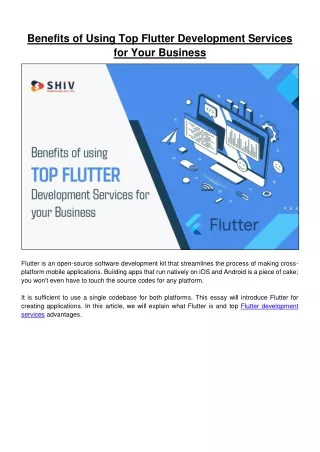 Top Benefits of Flutter App Development Services - An Insightful Blog
