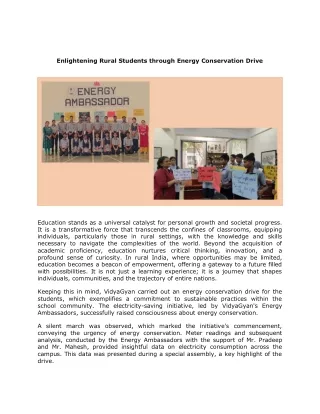 Enlightening Rural Students through Energy Conservation Drive (1)