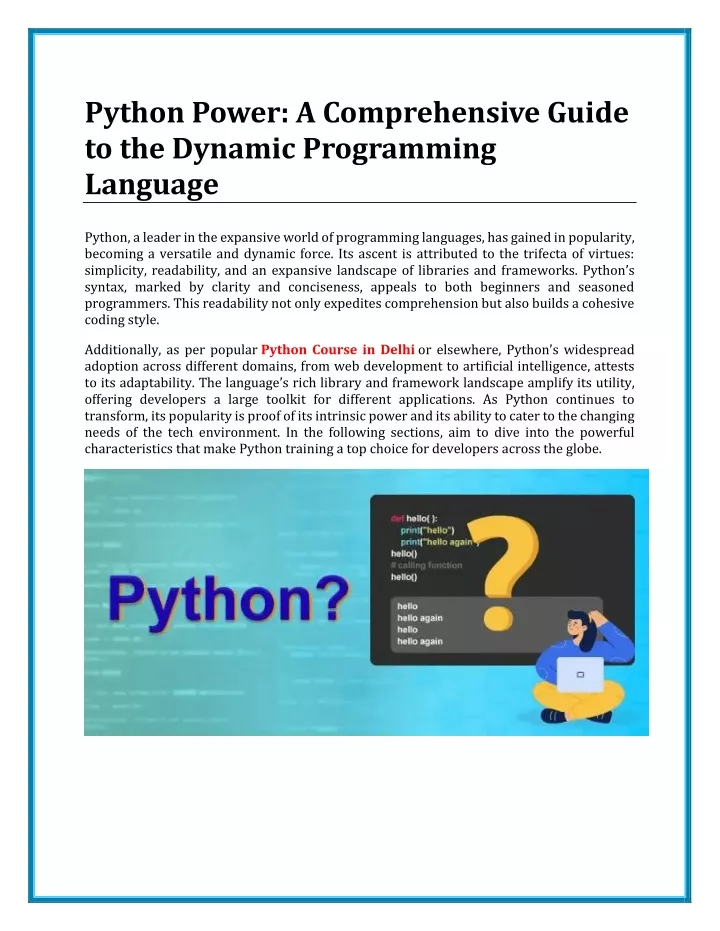 python power a comprehensive guide to the dynamic