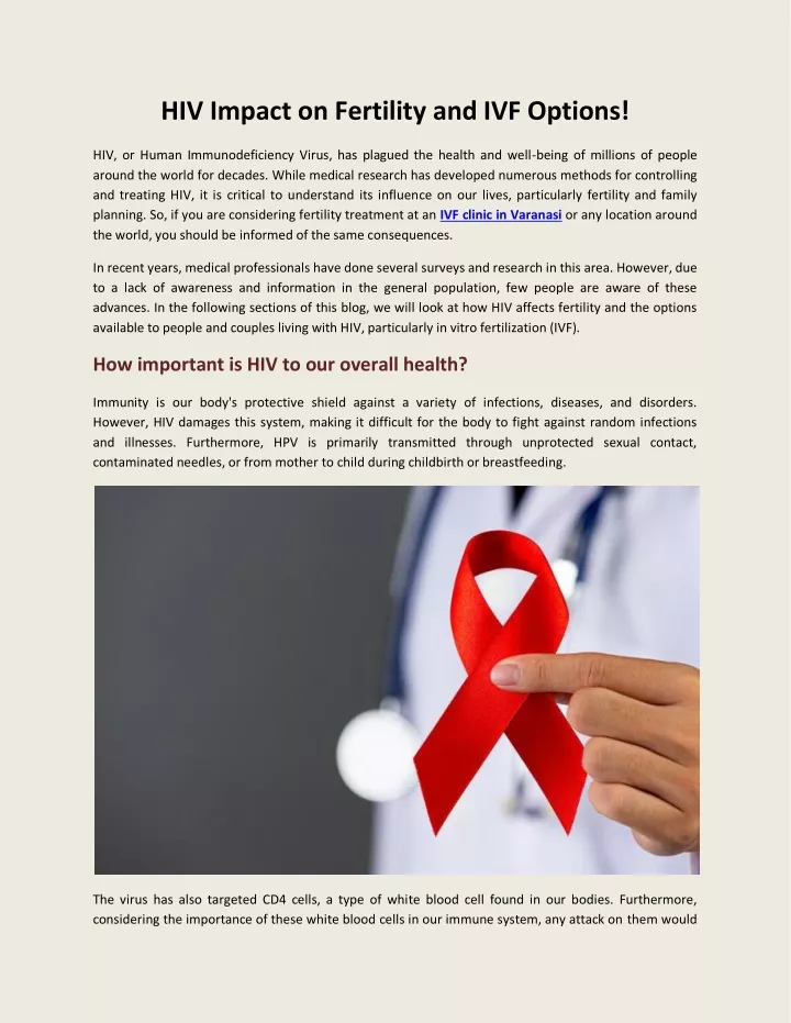 hiv impact on fertility and ivf options