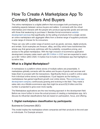 how to create a marketplace app to connect