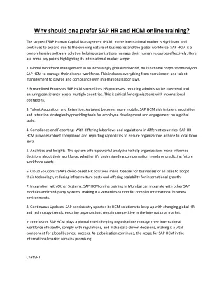 why should one prefer sap hr and hcm online